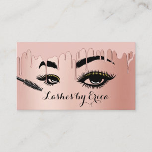 Cartão De Visita Lashes Makeup Artista Rosa Gold Foil Beaut Salon