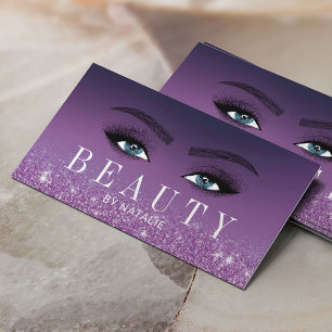 Cartão De Visita Lashes Makeup Artista Roxo Bela Litter Salão B