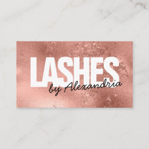 Cartão De Visita Lashes Modernos Rosa de Brilho Dourado Eyelashes