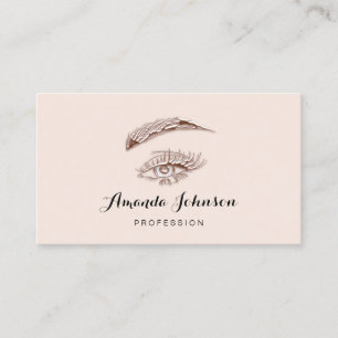 Cartão De Visita Lashes profissionais Brows Makeup Logotipo Rosa Bl
