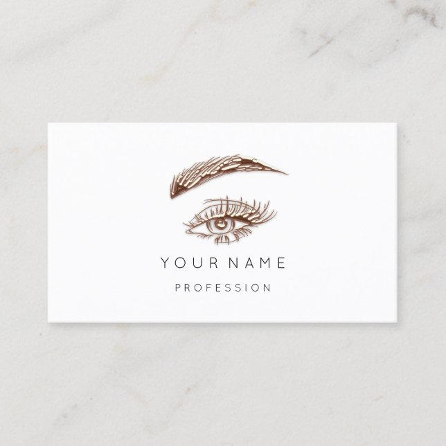 Cartão De Visita Lashes profissionais Brows Makeup Logotipo Rosa Bl (Frente)