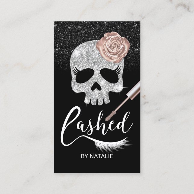 Cartão De Visita Lashes Skull Beauty Modern Eyelash Extensions (Frente)