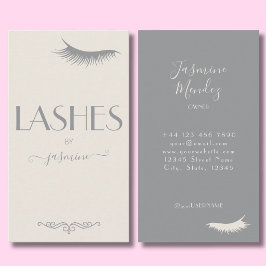 Cartão De Visita Lashes Tech Bege Salão de Beleza Creme Minimalista