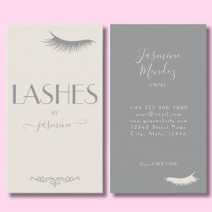 Cartão De Visita Lashes Tech Bege Salão de Beleza Creme Minimalista