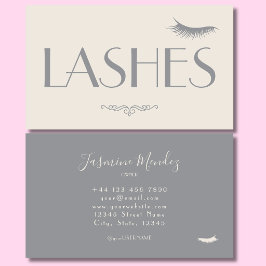 Cartão De Visita Lashes Tech Bege Salão de Beleza Minimalista Creme