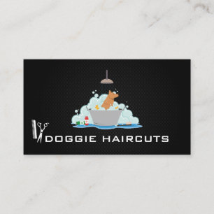 Cartão De Visita Lavagem de Cães  Groomer  Fundo da malha preta