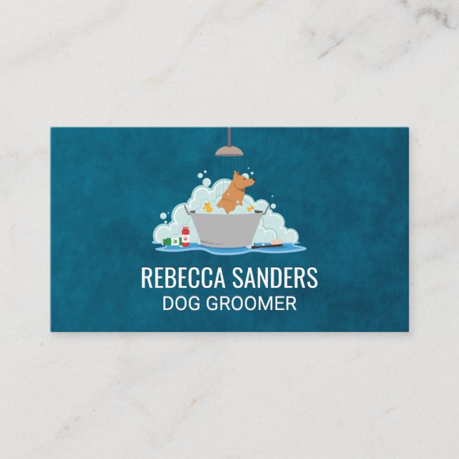 Cartão De Visita Lavagem de Cães | Pet Groomer | Serviços de animai (Frente)