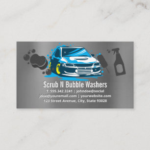 Cartão De Visita Lavagem de Carros Auto e Bolhas Limpa Tudo