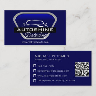 Cartão De Visita Lavagem de Carros Automotivos e Detalhes Modernos 