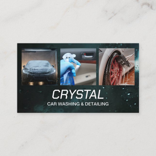 Cartão De Visita Lavagem de Carros e Implantação Automática de Três (Frente)
