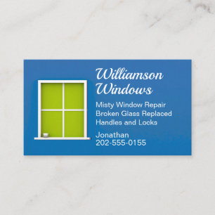 Cartão De Visita Lavagem do reparo de substituição da janela azul