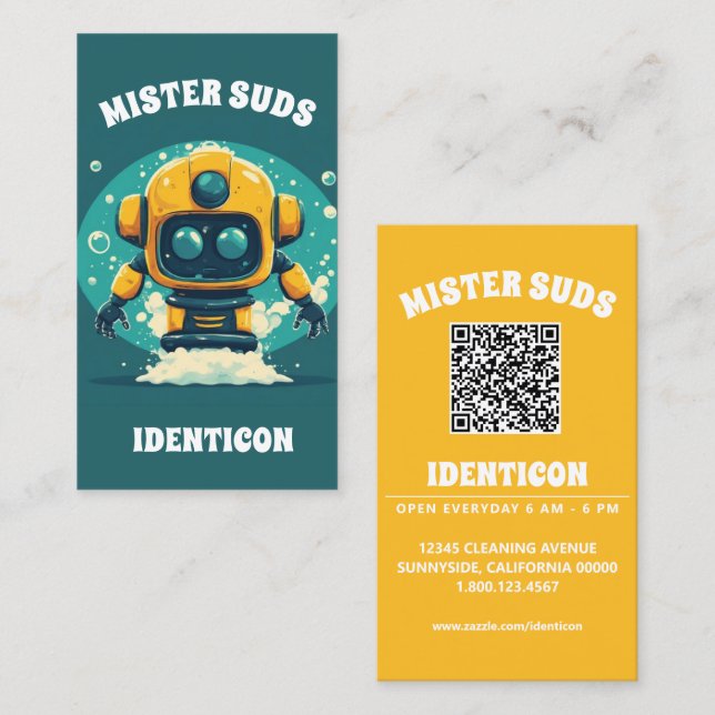 Cartão De Visita LAVAGEM DO SR. SUDS com código QR (Frente/Verso)