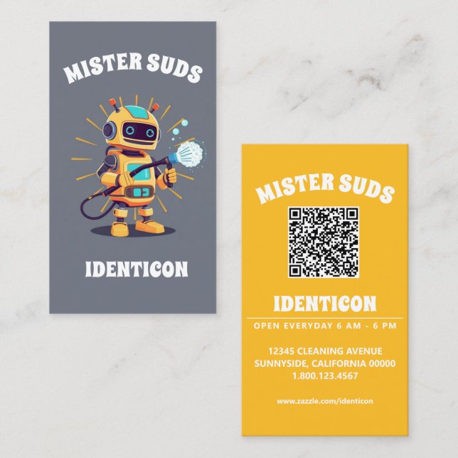 Cartão De Visita LAVAGEM DO SR. SUDS com código QR (Frente/Verso)