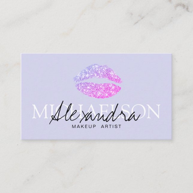 Cartão De Visita Lavanda de assinatura do artista de maquiagem mode (Frente)