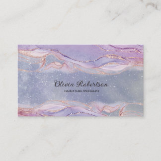 Cartão De Visita Lavanda Elegante Dourada