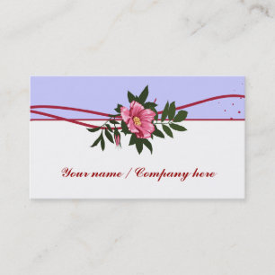 Cartão De Visita Lavanda floral branco de rosa-rosa selvagem