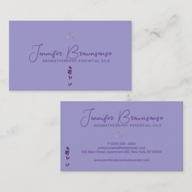 Cartão De Visita Lavanda Lilac-Purple (Frente/Verso)