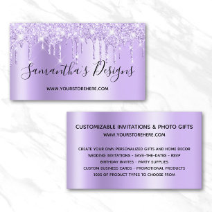 Cartão De Visita Lavanda pálida Glitter Drives Omre Online Store