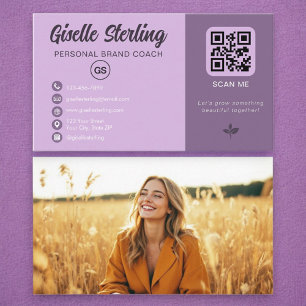 Cartão De Visita Lavanda QR Code Fotografia Monograma Mídia Social