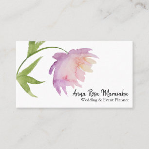 Cartão De Visita *~* Lavanda Rosa Elegante Aquarela Peony Floral