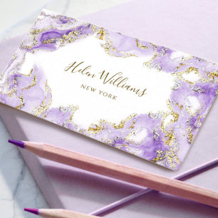 Cartão De Visita lavender purple ink marble business card