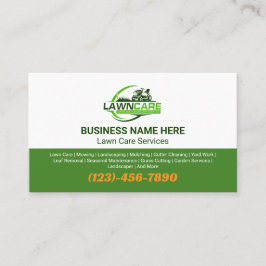 Cartão De Visita Lawn Care & Landscaping Services Logo Grass 
