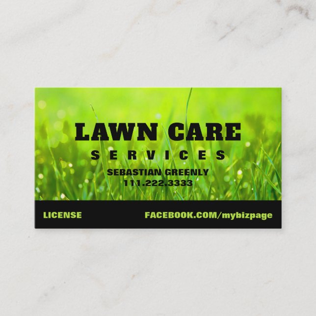 Cartão De Visita *~* Lawn Care Landscapping Green Grass Moderno  (Frente)