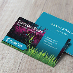 Cartão De Visita Lawn Care Paisaging Remando Teal Moderno