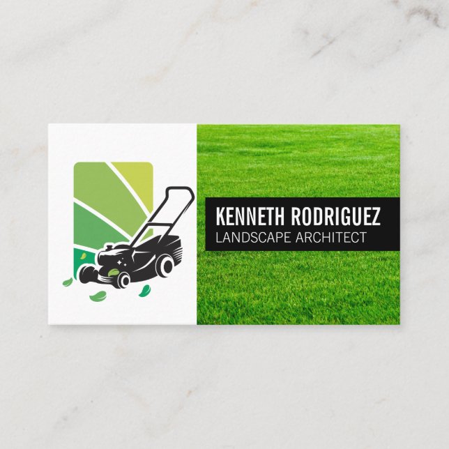 Cartão De Visita Lawn Mower Landscaping Logo | Grass (Frente)