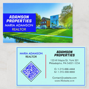 Cartão De Visita Layout de Foto de Visita de Imóvel com QR para Cor