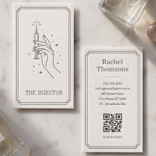 Cartão De Visita Layout QR Tarot Celestial Marfim Injector