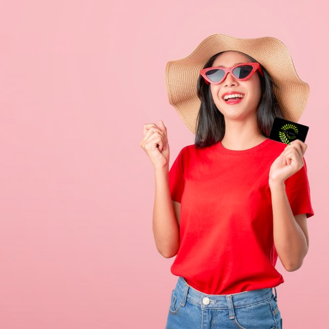 Cartão De Visita Leaf Laurel Fern Botânico Verde Serpentina Preta (Criador carregado)