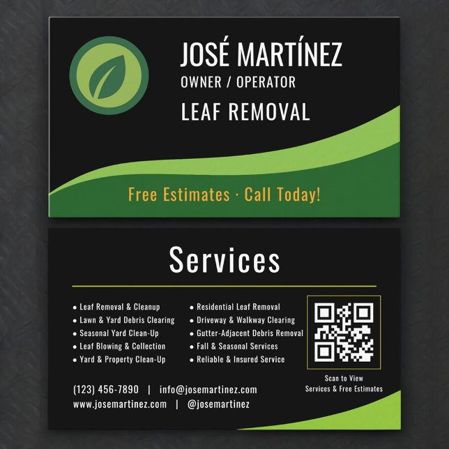 Cartão De Visita Leaf Removal QR Code (Criador carregado)
