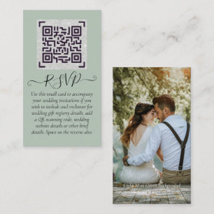 Cartão De Visita LeahG RSVP QR Code PHOTO Details Wedding Card
