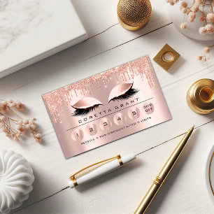 Cartão De Visita Lealdade 6 Makeup Esthetician Eyelash Rosa