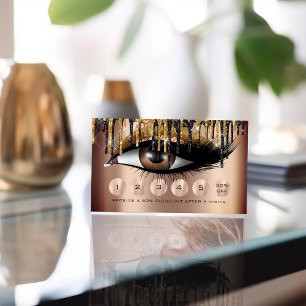 Cartão De Visita Lealdade 6 Makeup Eyelash Dourado Skinny Drives