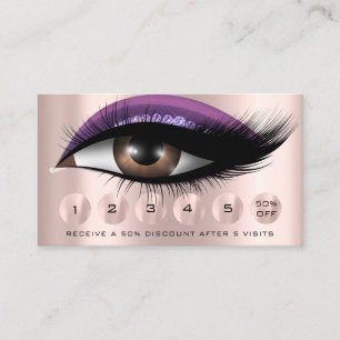 Cartão De Visita Lealdade 6 Makeup Eyelash Dripe Rosa Roxo