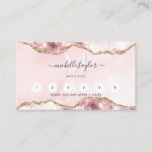 Cartão De Visita Lealdade Blush Pink Chic Modern Monograma Comercia
