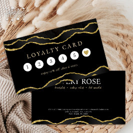 Cartão De Visita Lealdade de Beleza do Salão de Bela Agata Preta e 