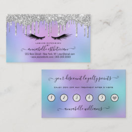 Cartão De Visita Lealdade de Extensão Eyelash do Glitter Silver