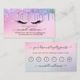 Cartão De Visita Lealdade de Extensão Eyelash Holográfico da Glitte