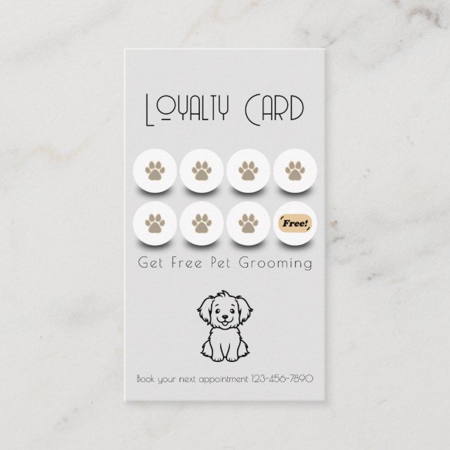 Cartão De Visita Lealdade de pata de cão que se alicia (Frente)