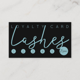 Cartão De Visita Lealdade tipográfica com lascas pretas azul-aqua