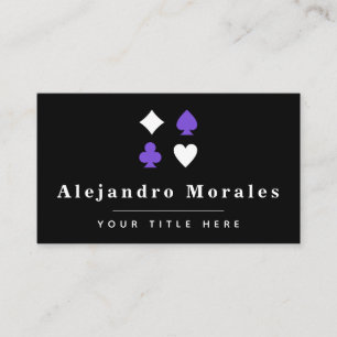 Cartão De Visita Legal Casino do jogo do Tema Pôquer Preto e Roxo