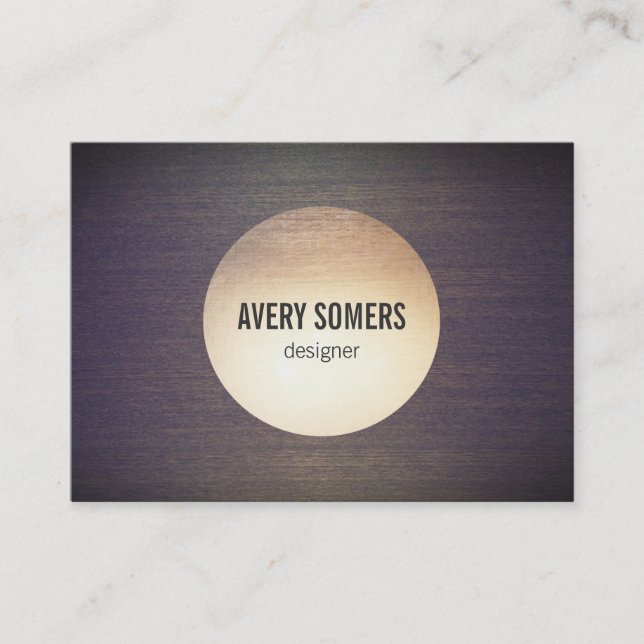 Cartão De Visita Legal Círculo Dourado Emblem Wood Designer (Frente)
