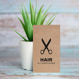 Cartão De Visita Legal Elegante Kraft Paper Black Scissor Hairstyli