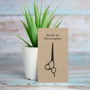 Cartão De Visita Legal Elegante Kraft Paper Black Scissor Hairstyli