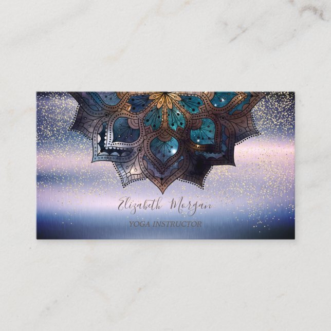 Cartão De Visita Legal Elegante Profissional Mandala, Confetti Yoga (Frente)