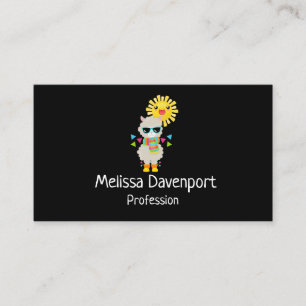 Cartão De Visita Legal Llama e sorrindo Kawaii Sun