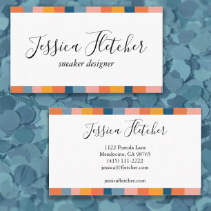 Cartão De Visita Legal Mínimo de Stripes de Doces Coloridas